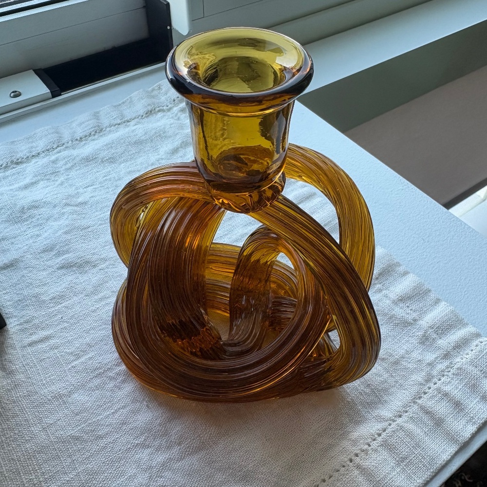 Anthropologie twisted glass candle holder